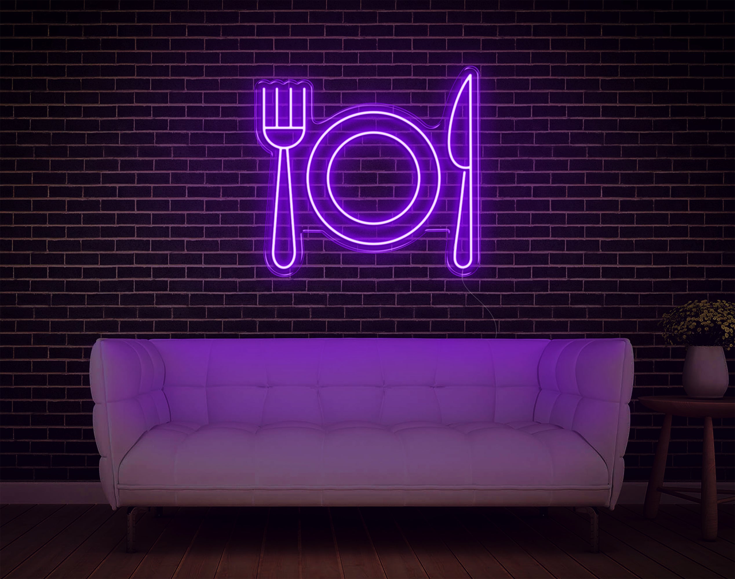 Fork Plate Knife LED Neon Sign