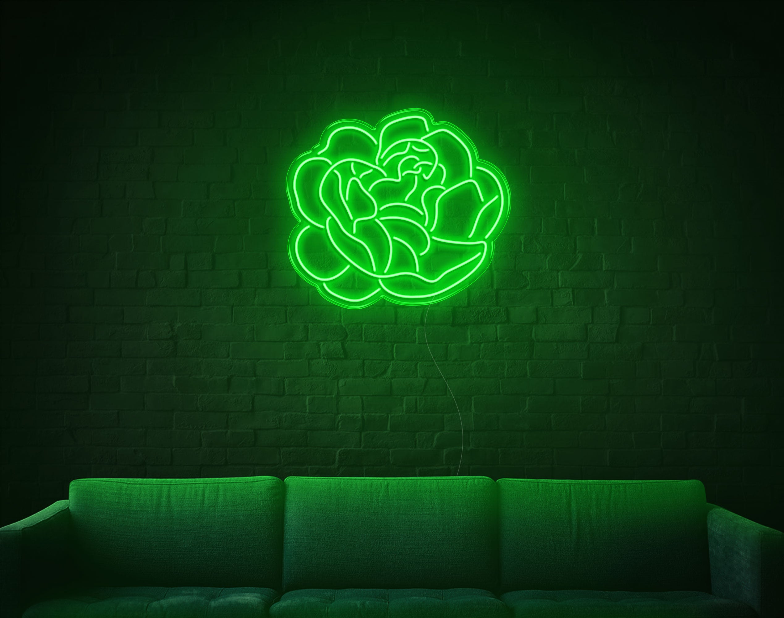 Green Rose LED Neon Sign