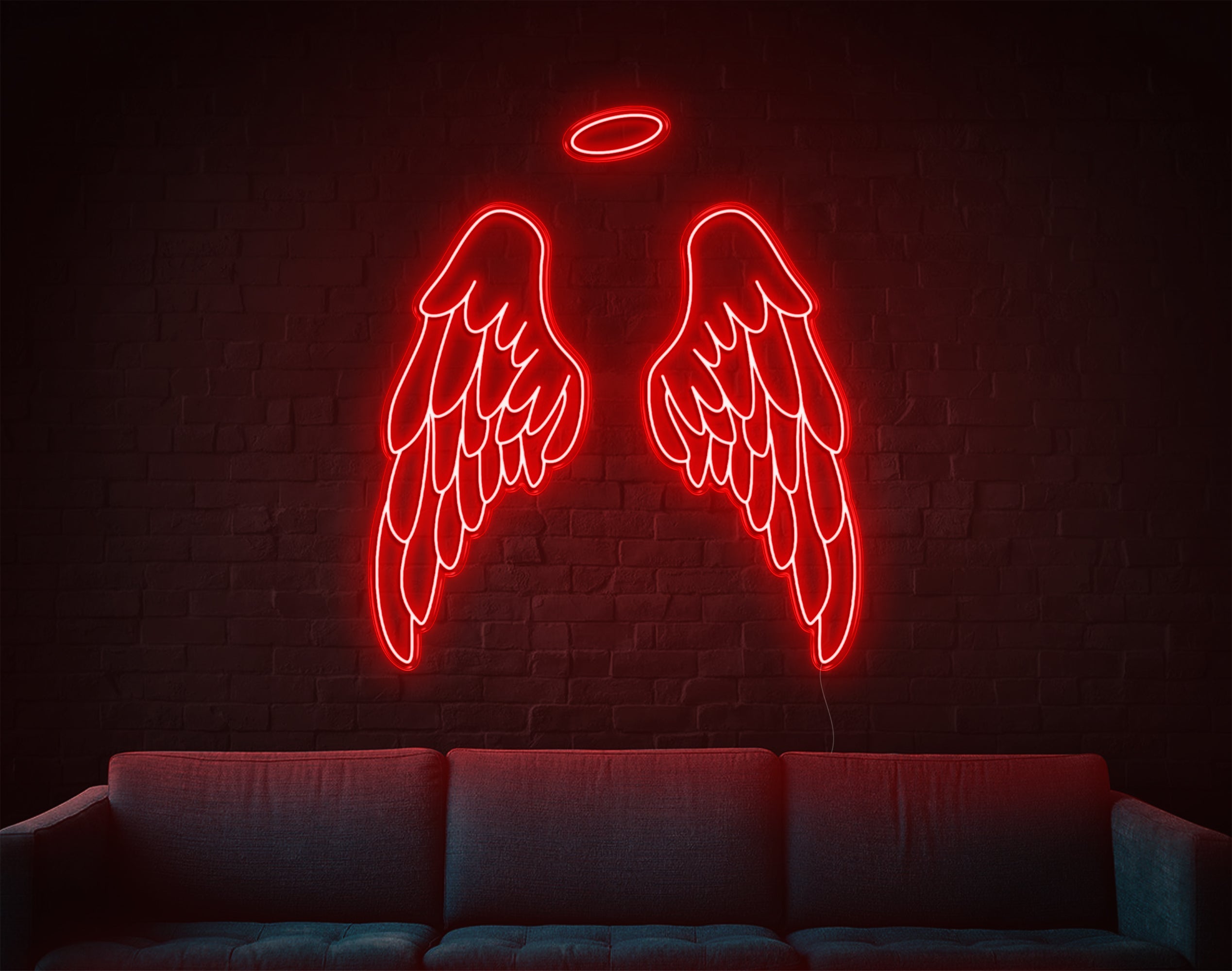 Angel Wings With Halo LED Neon Sign