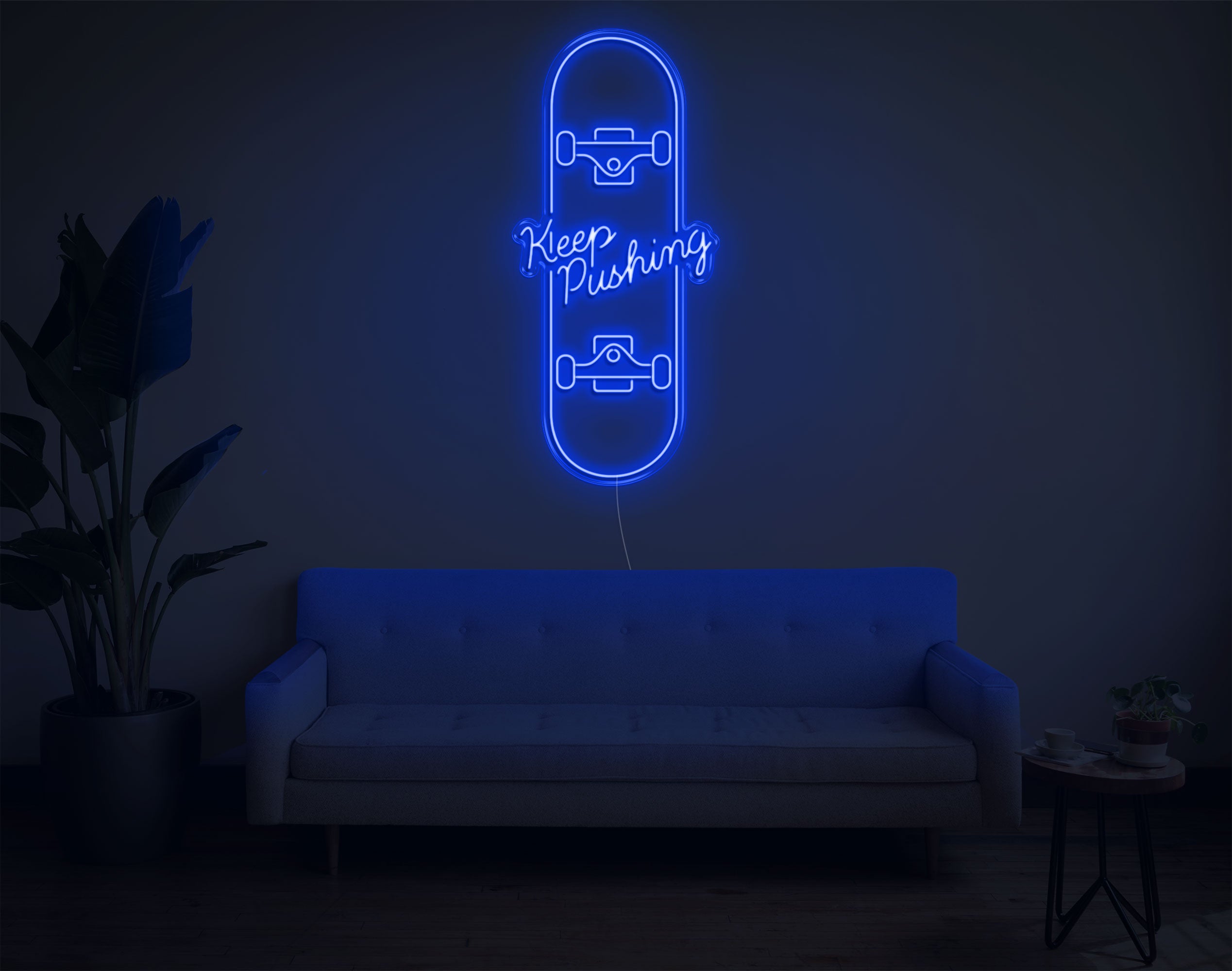 Keep Pushing Skateboard LED Neon Sign