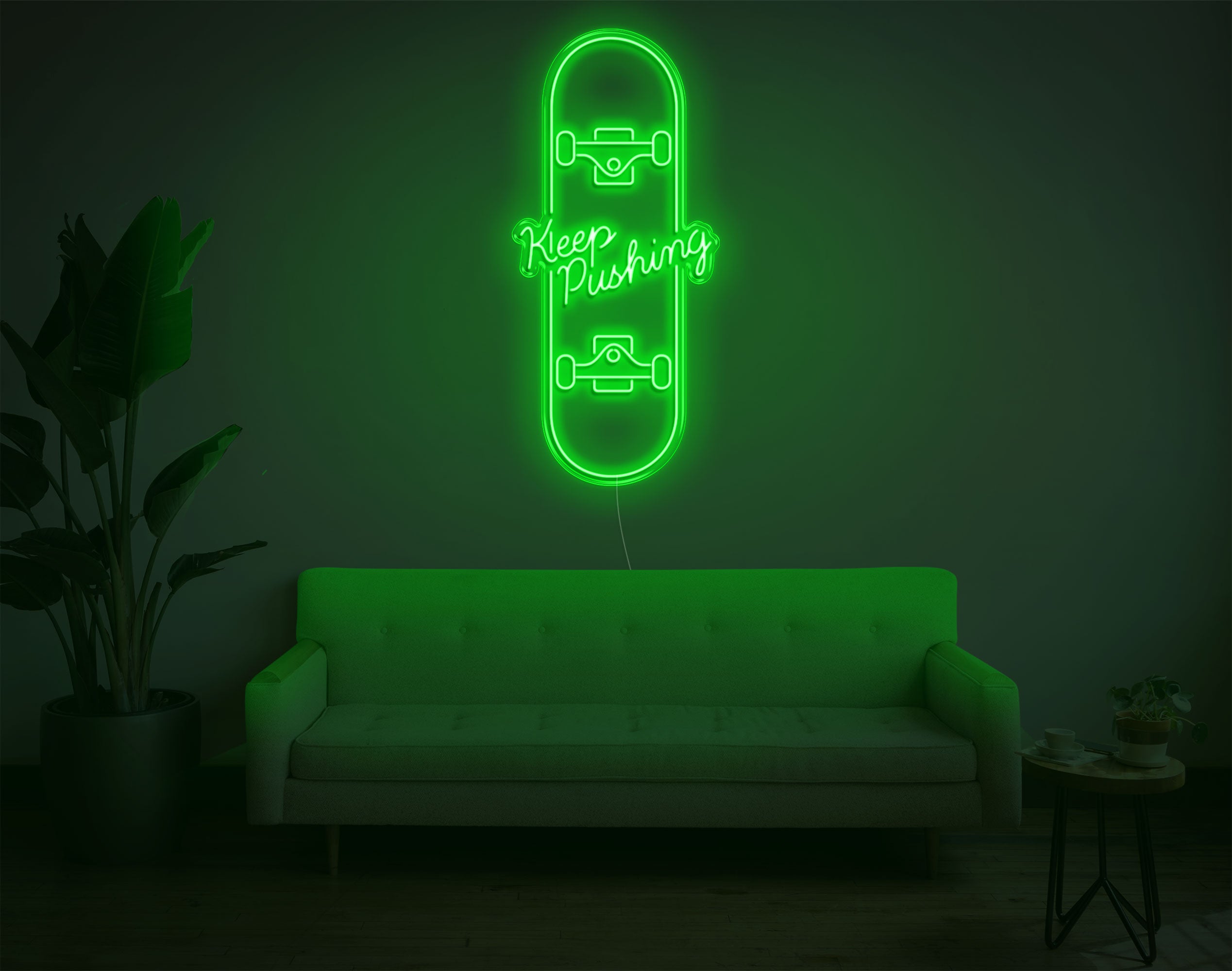 Keep Pushing Skateboard LED Neon Sign