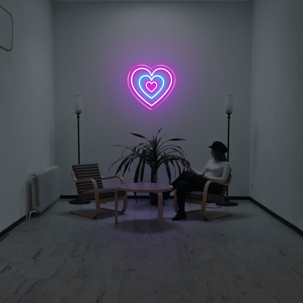 Triple Heart LED Neon Sign